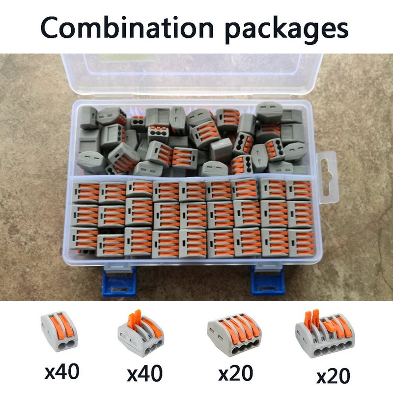 UOHGDPY Lever Wire Connectors,120PCS Wire Connector Assortment Pack Compact Splicing Connector Kit for Electrical Wires Solid Stranded Flexible Wires, 2 Port, 3 Port, 4 Port,5 Port - Image 2